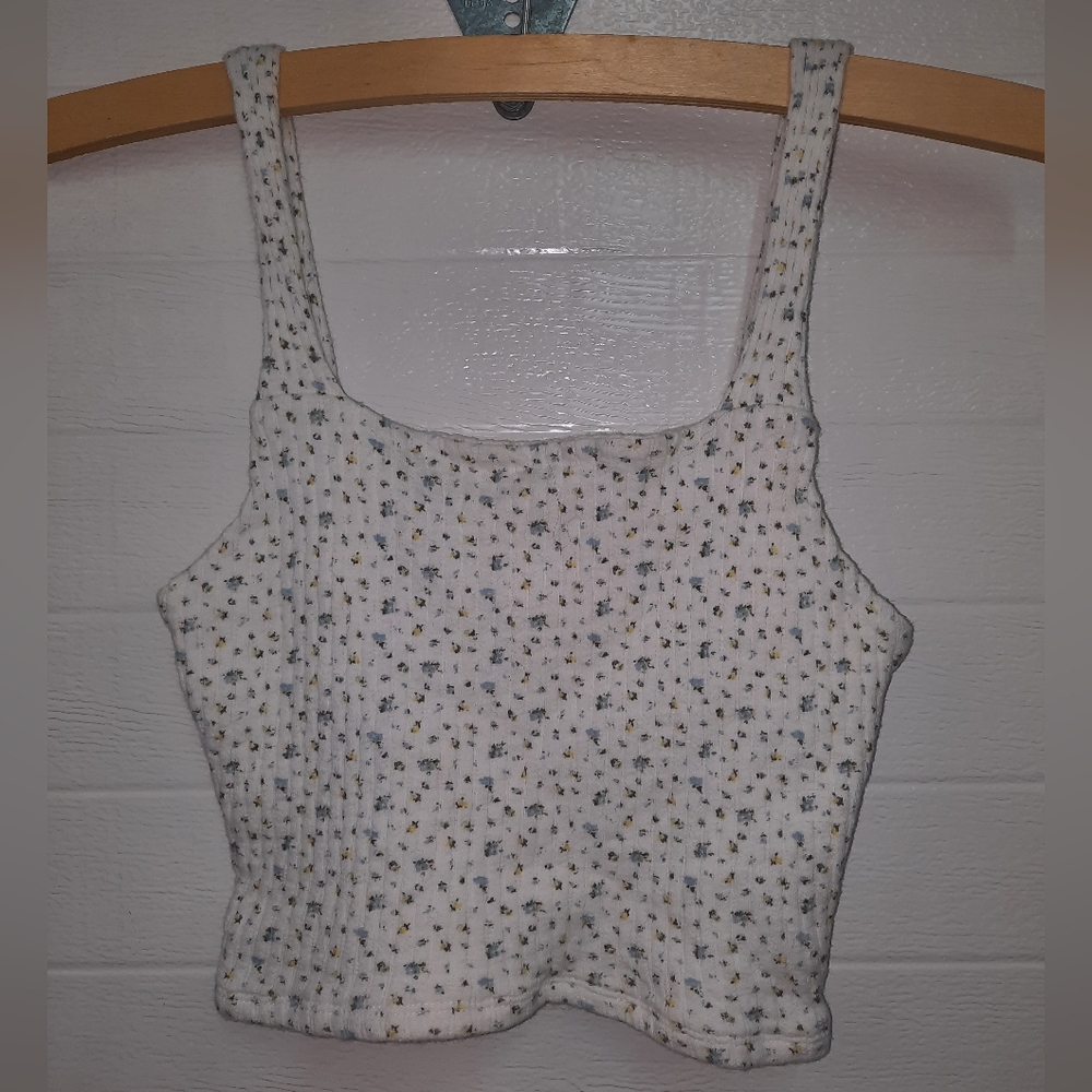 American Eagle Outfitters White Floral Tank Top